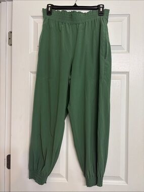 Womens Elastic Waist Green Jogger Pants